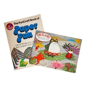 Origami Japanes Paper Folding Instruction Book & Paper Fun 2 Books DISCONTINUED